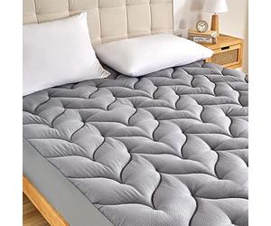 Sonive Mattress Topper 135 x 190 cm Small Double Soft and Breathable Mattress Pad Grey, with NANOtex-Additive,Comfortable Thick Mattress Protector,Thick Deep Fitted,Easy Care