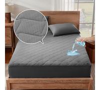 SONIVE Single Mattress,Mattress Topper 90x190 cm,Waterproof Mattress Protector,Breathable Mattress Pad Stretches up to 38 CM, Deep Fitted Mattress Cover,Grey