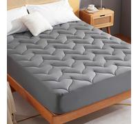 Sonive Super King Mattress Topper 180 x 200 cm, Super King Mattress Protector, Grey 30cm Deep Pocket, Quilted Super Fluffy & Breathable Microfiber Mattress Pad