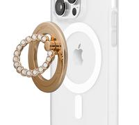 Sonix Magnetic Phone Ring Holder with Finger Ring and Phone Stand for iPhone 15, 14, 13, 12 Series Magsafe Cases (Gold/Clear)