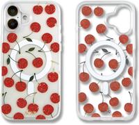 Sonix Protective Case for iPhone 16 Plus, MagSafe, 3 m Drop Test, Transparent with Red Glitter Particles, TPU, Thin Transparent Case