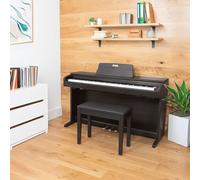 Sonix SXP9 digital piano in rosewood satin piano style cabinet, with 88 fully weighted keys, ivory feel, 3 pedals, Bluetooth, 32 instrument voices and onboard record facility