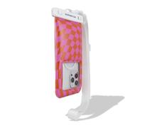 Sonix Waterproof Phone Pouch - Floating Phone Case Dry Bag w/Crossbody Lanyard - Beach Cruise Travel Essentials - Compatible w/All Devices, Touchscreen Friendly | Checkmate Pink/Orange