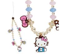 Sonix x Sanrio Beaded Phone Charm | Beaded Wristlet, Universal Phone Strap, and Detachable Cell Phone Lanyard with Silicone Charms | Hello Kitty Pink Bows