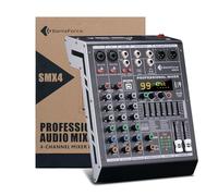 SonixForce Audio Mixer 4 Channel Sound Board Mixing Console with 99-Bit DSP Digital MP3 Computer Input Professional DJ Mixer Board suitable for Recording Live Performance (4 Channel Audio Mixer)