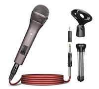SonixForce - Dynamic karaoke microphone with 15ft cable compatible with DVD mixer amplifier suitable for voice and outdoor activities (Titanium Gray)