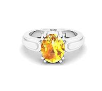 SONIYA GEMS 10.00 RATTI Unheated Without Treatment Natural Quality Yellow Sapphire Pukhraj Gemstone Silver Plated Ring for Women and Men {Lab Certificate}, Brass, Sapphire