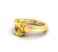 SONIYA GEMS 10.25 Carat Unheated Untreated Natural Yellow Sapphire Pukhraj Gemstone Gold Plated for Women Men {Lab Certified} Brass Sapphire Ring for Men and Women