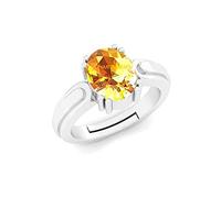 SONIYA GEMS 12.25 Carat Unheated Untreated Natural Yellow Sapphire Pukhraj Gemstone Silver Plated Ring for Women Men {Lab Certified} Brass Sapphire