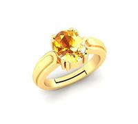 SONIYA GEMS 12.25ct Ratti 11.25ct Unheated Untreated Quality Natural Yellow Sapphire Gold Plated for Women and Men {Lab Certificate}, Brass, Sapphire, Brass, Sapphire