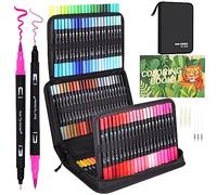Sonlaryin Colouring Pens, 132 Dual Tip Brush Pen with Fineliner & Brush Tip Pens, Coloured Pen with Case for Drawing, Colouring, Sketching, Easter, Christmas