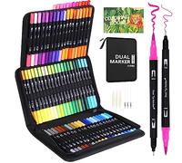 Sonlaryin Colouring Pens, 72 Dual Tip Brush Pens with Fineliner & Brush Tip Pens, Felt Tip Pens for Adults Kids, Coloured Pens with Case for Drawing, Colouring, Sketching, Easter, Christmas