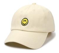 SONMONY Smile Face Toddler Baseball Cap Boy Baseball Hats Kids Washed Funny Hats Adjustable Cute Caps for 3-12 Years, Beige, One Size