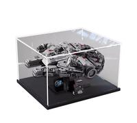SONNIES Acrylic Display Case for Lego 75375 Millennium Falcon, Dustproof Box, Storage Box, Transparent Box, Display Box Compatible with Lego 75375(Only Case, No Model) (Black Base)
