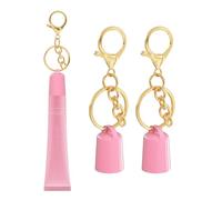 Sonnorel Lip Gloss Keychain Compatible for Summer Fridays Lip Balm, Lipgloss Cap and Holder Set, Pink, 1 Count (Pack of 2)