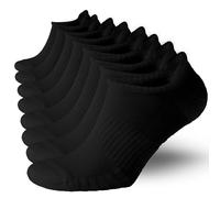 SONNORS 4-Pairs Black Ankle Socks Mens Womens - Cushioned Padded Golf Ankle Socks Girls Size 9-12