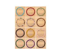 SONNYX 12PCS Natural Stone Bracelets for Women Men 4mm Crystal Bracelets Semi-Precious Gemstone Beaded Bracelets Round Beads Stretch Bracelet Jewelry Gifts, 8 inches, Stone, no gemstone