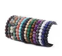 SONNYX 15 PCS 8mm Gorgeous Semi-Precious Gemstones Bracelets Unisex, 6.8 inch, Stone, no gemstone