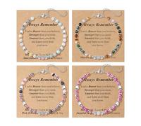 SONNYX Moonstone Beads Bracelets for Women, Stainless Steel Gemstone Bracelet, Always Remember Gifts, Stocking Stuffers for Women, Valentines Mothers Day Birthday Graduation Gifts, One Size, Stone, no