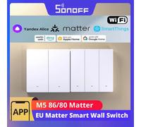 SONOFF M5 Matter SwitchMan Smart Wall Switch 80/86 Type EU 1/2/3 Gang Push Button Switch Work with Alexa Google Apple Home Alice M5-1C-80W