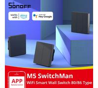 SONOFF M5-1C-86 Smart Mechanical Light Switch - 2.4GHz WiFi Compatible with Alexa and Google Home, Neutral Wire Required