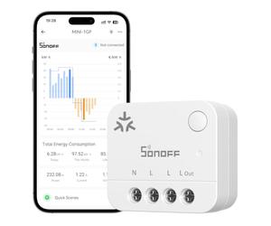 SONOFF MINI-1GP Matter Over WiFi Smart Energy Meter | Matter 16A smart energy meter bi-directional power monitoring for PV systems, local web interface, work with Home Assistant