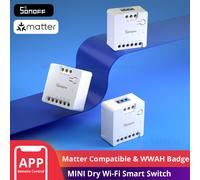 SONOFF MINI-D Dry Contact WiFi Smart Switch ESP32 Chip Matter Compatible AC/DC Input 1-10PCS Set Smart Scene via eWeLink Alexa 4PCS MINI-D