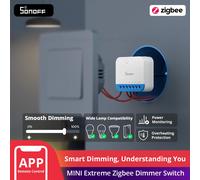 SONOFF MINI DIM Zigbee Dimmer Switch for Dimmable LED/Dimmable Electronic Transformer/Incandescent/Halogen, Zigbee 3.0, Neutral Wire Required, Power Monitoring, Works with Alexa, Google Home, IFTTT