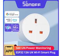 SONOFF S60 13A UK Wi-Fi Smart Socket iPlug 1-5PCS Power Monitoring Timer Smart Scene Remote Control eWeLink Alexa Google IFTTT