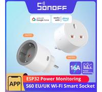 SONOFF S60 EU/UK iPlug Wi-Fi Smart Socket Overload Protection Timer Smart Scene Remote Control via eWeLink Alexa Google IFTTT