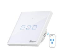 SONOFF Smart Light Switch, WiFi Smart Touch Switch Smart Wall Light Switch Works with Alexa and Google Home, APP Remote Control & 433MHz RF Control, Neutral Wire Required, White, 3 Gang T2EU3C