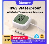 SONOFF SNZB-02LD Zigbee Waterproof Temperature Sensor with 1.5M Stainless Steel Probe, LCD Display, -40~115°C Range, APP Monitoring, Magnetic Mount, Works with Zigbee Hub
