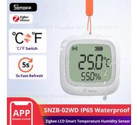 SONOFF SNZB-02WD IP65 Zigbee LCD Smart Temperature Humidity Sensor, Waterproof for Greenhouse/Bathroom, App Monitoring with Charts, Flexible Installation