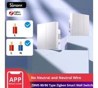 SONOFF Zigbee Smart Light Switch, Requires SONOFF Zigbee Hub, Smart Switch, No Neutral or with Neutral, APP Remote Control, Zigbee Switch ZBM5 86-Type, 3 Gang