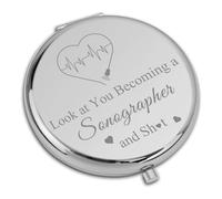 Sonographer Graduation Gifts for Women Travel Makeup Mirror Inspirational Gifts Sonography Tech Gift Future X-Ray Tech Gifts Thank You Gift Radiology Technologist Student Gift Compact Makeup Mirror