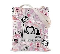 Sonographer Tote Bag Radiologist Appreciation Gift Live Love Scan Reusable Grocery Shopping Bag Ultrasound Tech Gift (Scan Tote)