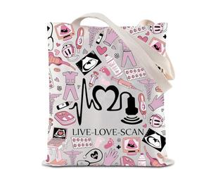 Sonographer Tote Bag Radiologist Appreciation Gift Live Love Scan Reusable Grocery Shopping Bag Ultrasound Tech Gift (Scan Tote)