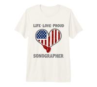 Sonography Ultrasound Tech American Flag Sonographer Premium T-Shirt