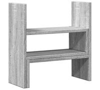 Sonoma Adjustable Desk Organiser Grey 40 x 17 x 41 cm Wood Material with Shelf, Drawer and Laptop Stand for Office, Home Office, Gaming and Notebook Holder