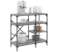 Sonoma Baker's Rack Grey 90 x 40 x 84 cm Wood Material and Metal Kitchen Shelf with Adjustable Feet and Organiser for Kitchen Utensil Holder, Cutlery Holder, Spoon Rest, Pot Lid Holder