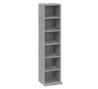 Sonoma CD Shelf Grey Made of Wood Material 21 x 20 x 88 cm with 6 Open Compartments Compact Space Saving for Living Room and Office Storage