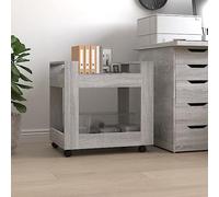 Sonoma Engineered Wood Desk Trolley Grey 60x45x60 cm with 2 Open Shelves and 4 Rolling Casters for Office Storage Organization