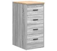 Sonoma Garage Storage Cabinet Grey with Solid Pine Worktop 40 x 51 x 85 cm, Tool Cabinet with 4 Drawers, Versatile Storage Cabinet for Workshop, Office, Warehouse