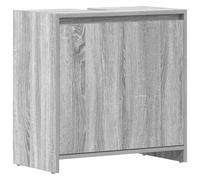 Sonoma Grey Bathroom Cabinet 60x33x61 cm - Wooden Storage Unit with 2 Doors & Shelf Under-Sink Vanity nizer Stylish Bathroom Furniture for Efficient Space Saving