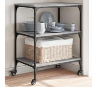 Sonoma Kitchen Trolley Grey with Steel Frame 60 x 41 x 76 cm Wood Composite Serving Trolley with Wheels and Storage Space, Mobile Side Trolley for Kitchen, Living Room, Dining Room, Space-Saving
