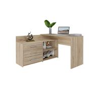 (Sonoma) MOLINE - Corner desk with storage - 3 drawers + 2 shelves - 120x50x76 cm - Computer desk
