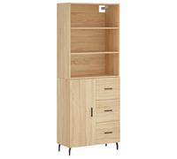 (sonoma oak, 1 door 3 drawers) vidaXL Highboard Sideboard Storage Cabinet High Gloss White Engineered Wood