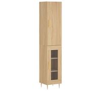 Sonoma Oak Highboard 34.5x34x180 cm Engineered Wood & Metallic Frame, Glass Door