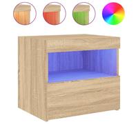 LED Bedside Table 1 Drawer Storage Cabinet Nightstand Bedside Furniture Unit