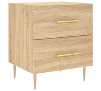 Bedside Cabinet Sonoma Oak 40x35x47.5 cm Engineered Wood & Iron Feet 2-Drawer.